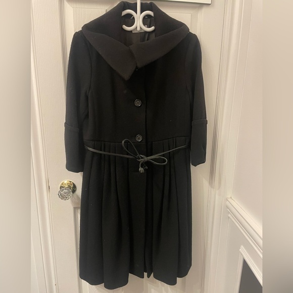 Farhi Black 100% Wool Jacket with leather tie at waist - Picture 3 of 10